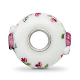 Ster.Silver Reflections Hand Painted Two Hoots For You Fenton Glass Bead